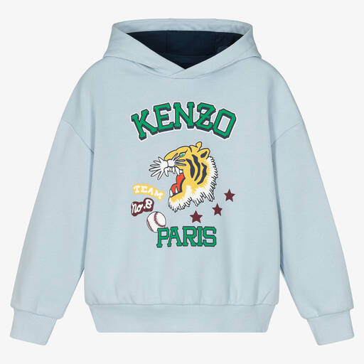 KENZO KIDS-Boys Blue Cotton Varsity Tiger Hoodie | Childrensalon Outlet
