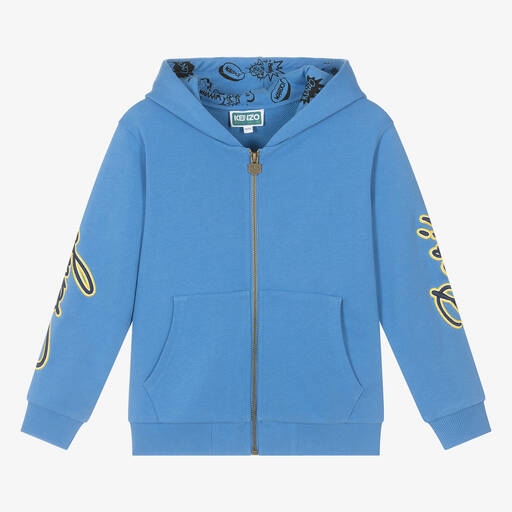 KENZO KIDS-Boys Blue Cotton Zip-Up Hoodie | Childrensalon Outlet