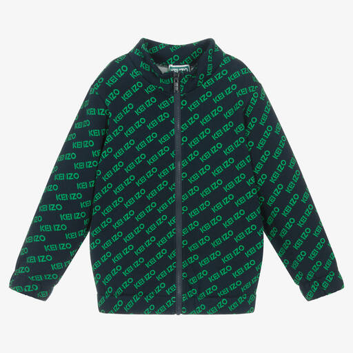 KENZO KIDS-Синий хлопковый топ на молнии для мальчиков | Childrensalon Outlet