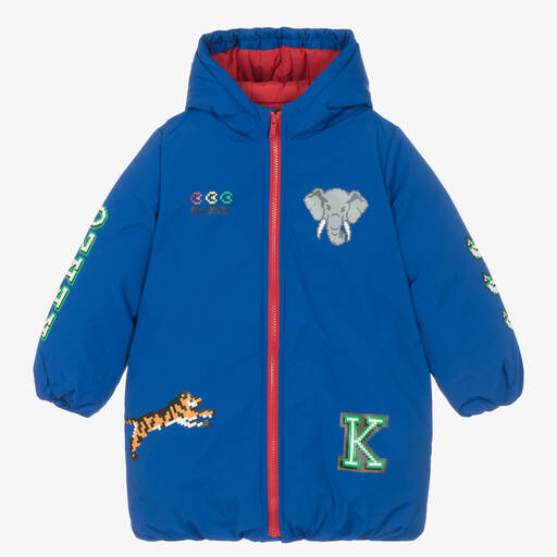 KENZO KIDS-Boys Blue Elephant Puffer Coat | Childrensalon Outlet