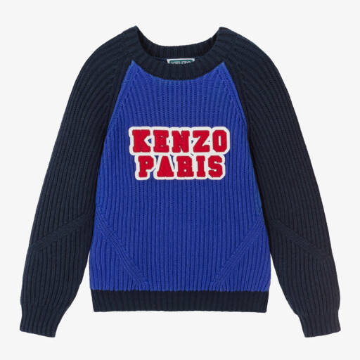 KENZO KIDS-Boys Blue Logo Knit Jumper | Childrensalon Outlet
