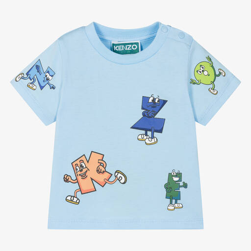 KENZO KIDS-Boys Blue Organic Cotton T-Shirt | Childrensalon Outlet