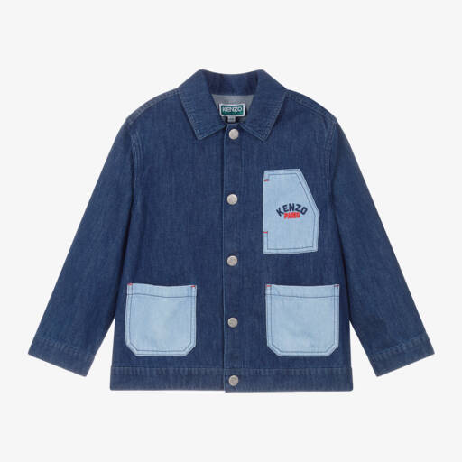 KENZO KIDS-جاكيت جينز أزرق بنقشة الأوريغامي للأولاد | Childrensalon Outlet