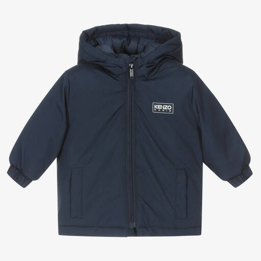 KENZO KIDS-Boys Blue Padded Hooded Coat | Childrensalon Outlet