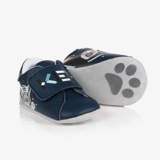 KENZO KIDS-حذاء جلد لون كحلي لمرحلة قبل المشي | Childrensalon Outlet