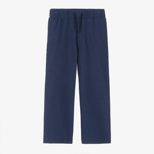 KENZO KIDS-Boys Blue Striped Seersucker Trousers | Childrensalon Outlet