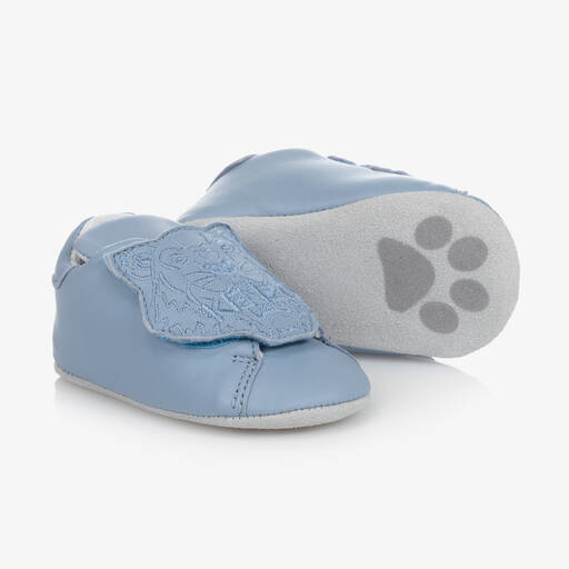 KENZO KIDS-حذاء جلد لون أزرق لمرحلة قبل المشي | Childrensalon Outlet