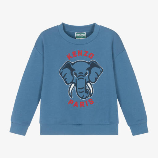 KENZO KIDS-Boys Cotton Blue Elephant Jumper | Childrensalon Outlet