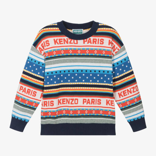 KENZO KIDS-Boys Festive Blue Knit Jumper | Childrensalon Outlet