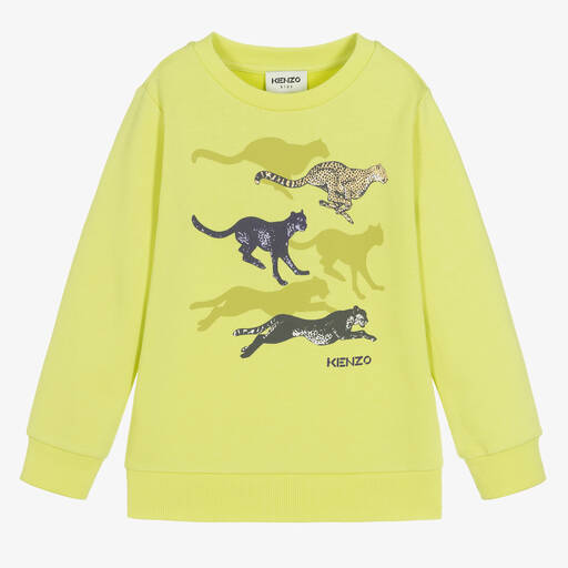 KENZO KIDS-Зеленый свитшот с гепардами для мальчиков | Childrensalon Outlet