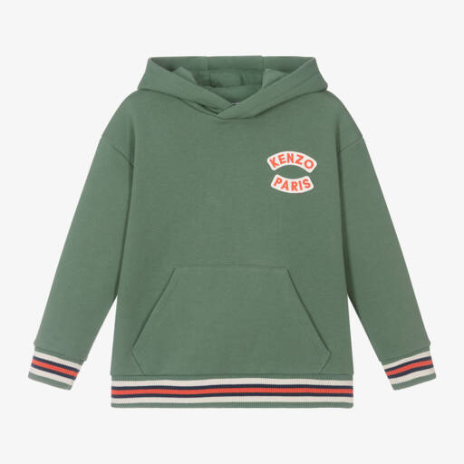 KENZO KIDS-Boys Green Cotton Logo Hoodie | Childrensalon Outlet