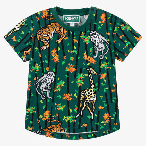 KENZO KIDS-Boys Green Cotton Piqué T-Shirt | Childrensalon Outlet