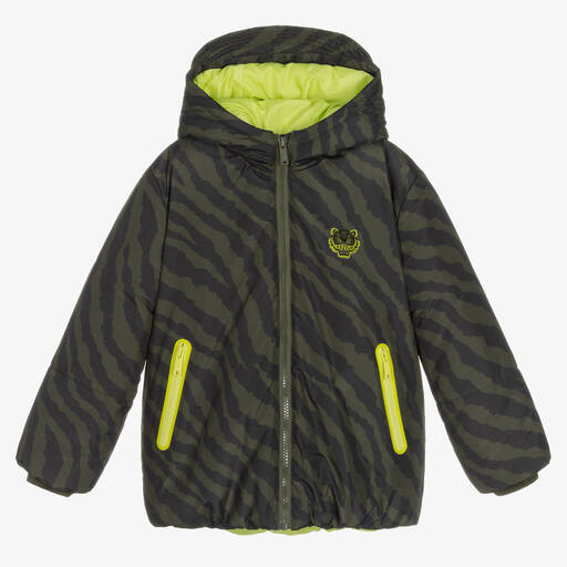 KENZO KIDS-Grüne wattierte Jacke mit Tigermuster (J) | Childrensalon Outlet