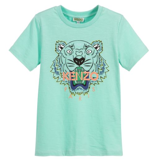 KENZO KIDS-Boys Green Tiger T-Shirt | Childrensalon Outlet