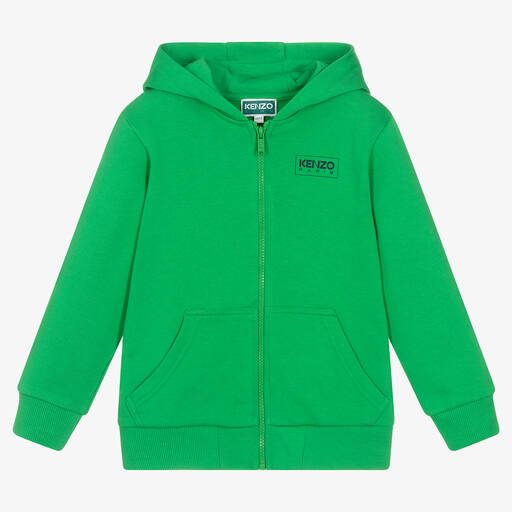 KENZO KIDS-Boys Green Zip-Up Hoodie | Childrensalon Outlet