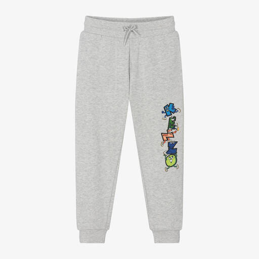 KENZO KIDS-Boys Grey Cotton Embroidered Joggers | Childrensalon Outlet