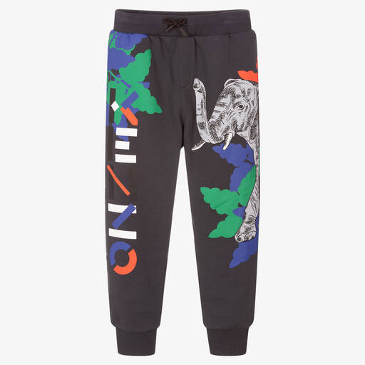 KENZO KIDS-Boys Grey Cotton Joggers | Childrensalon Outlet