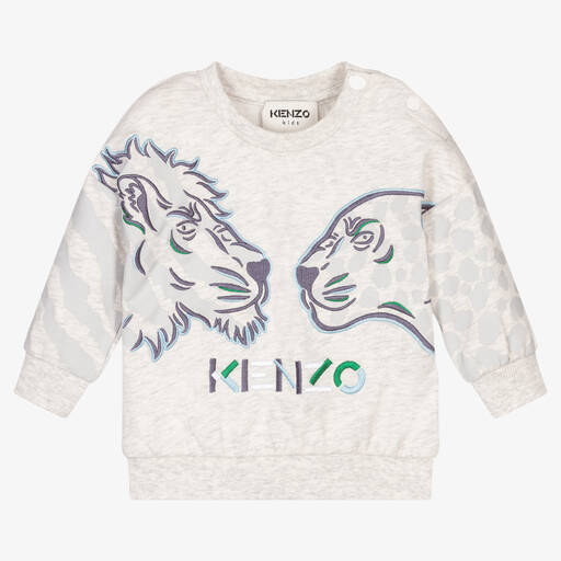 KENZO KIDS-Boys Grey Cotton Sweatshirt | Childrensalon Outlet