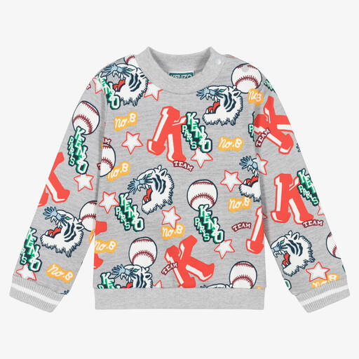 KENZO KIDS- Graues Varsity Tiger Sweatshirt | Childrensalon Outlet