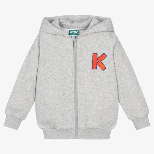 KENZO KIDS-Sweat à capuche gris zippé pour garçon | Childrensalon Outlet