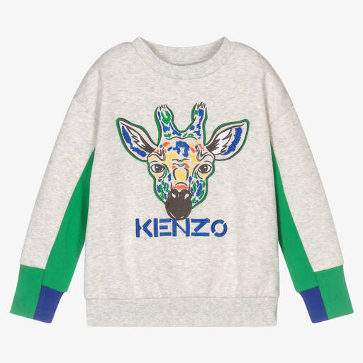 KENZO KIDS-Boys Grey Giraffe Sweatshirt | Childrensalon Outlet