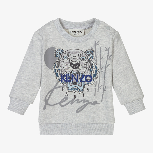 KENZO KIDS-Graues Tiger-Sweatshirt für Jungen | Childrensalon Outlet