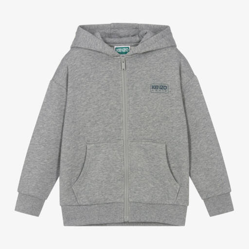 KENZO KIDS-Boys Grey Zip-Up Cotton Hoodie | Childrensalon Outlet