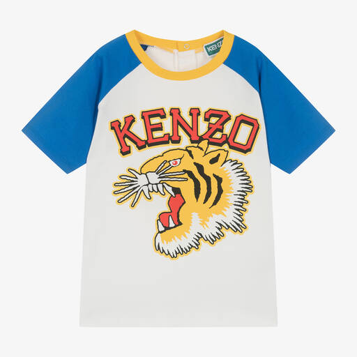 KENZO KIDS-Boys Ivory Cotton Varsity Tiger T-Shirt | Childrensalon Outlet