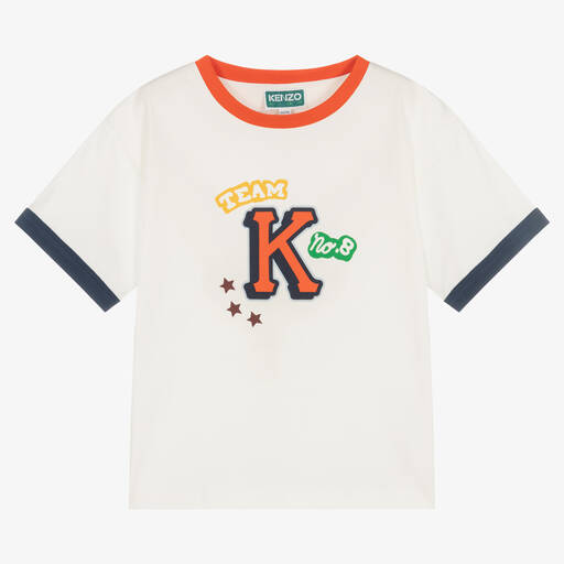 KENZO KIDS-Boys Ivory Organic Cotton T-Shirt | Childrensalon Outlet