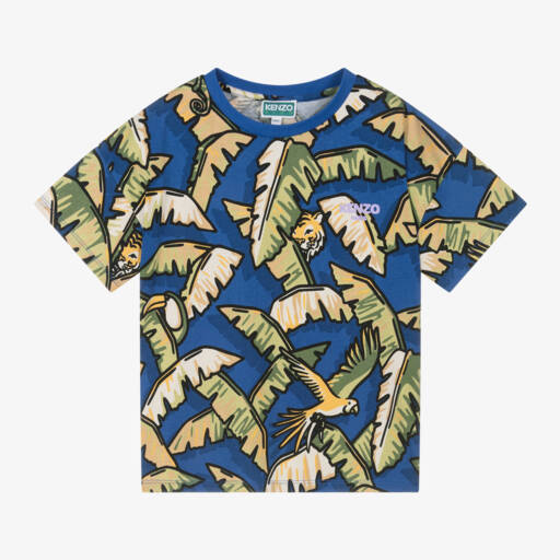 KENZO KIDS-Boys Jungle Blue Cotton Tee | Childrensalon Outlet