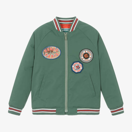 KENZO KIDS-Boys Khaki Logo Varsity Jacket | Childrensalon Outlet