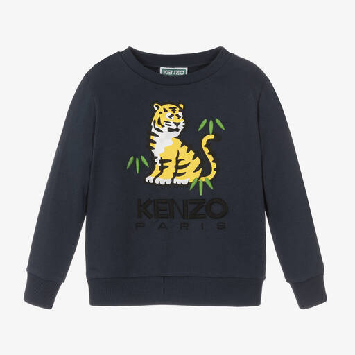 KENZO KIDS-سويتشيرت كوتورا قطن لون كحلي للأولاد | Childrensalon Outlet