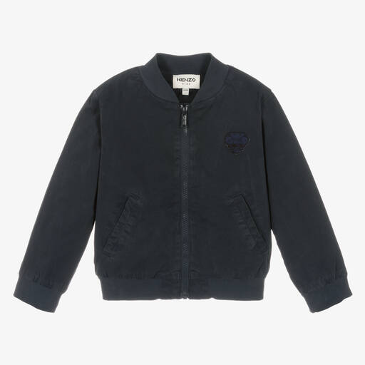 KENZO KIDS-Boys Navy Blue Elephant Logo Bomber Jacket | Childrensalon Outlet
