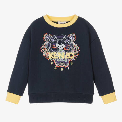 KENZO KIDS-Boys Navy Blue Tiger Embroidered Sweatshirt | Childrensalon Outlet