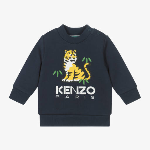 KENZO KIDS-Boys Navy Tiger Print Sweatshirt | Childrensalon Outlet