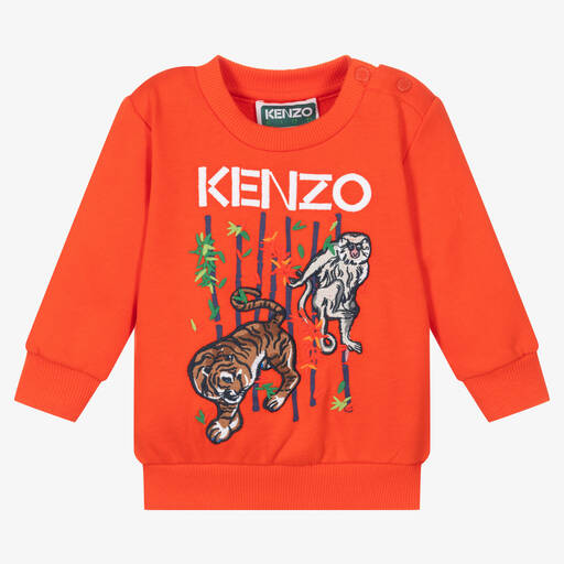 KENZO KIDS-سويتشيرت قطن لون برتقالي للأولاد | Childrensalon Outlet
