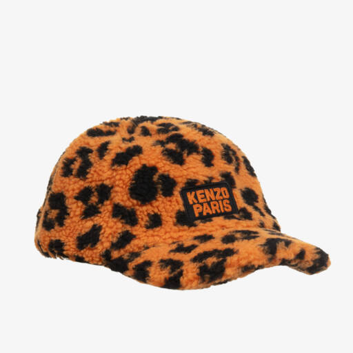 KENZO KIDS-Boys Orange Fleece Leopard Cap | Childrensalon Outlet