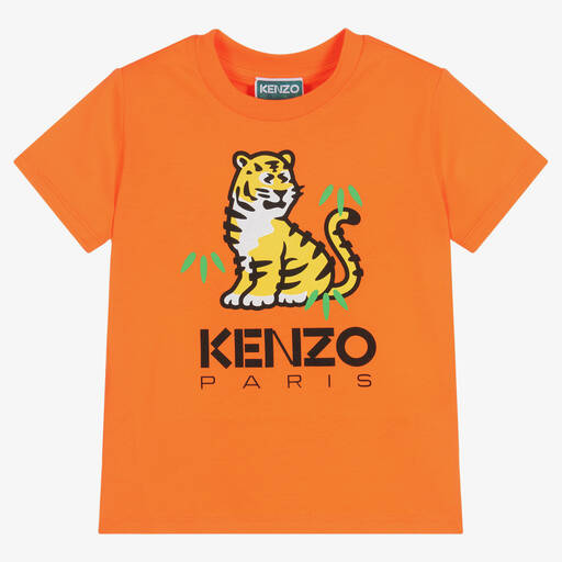 KENZO KIDS-تيشيرت كوتورا قطن لون برتقالي للأولاد | Childrensalon Outlet