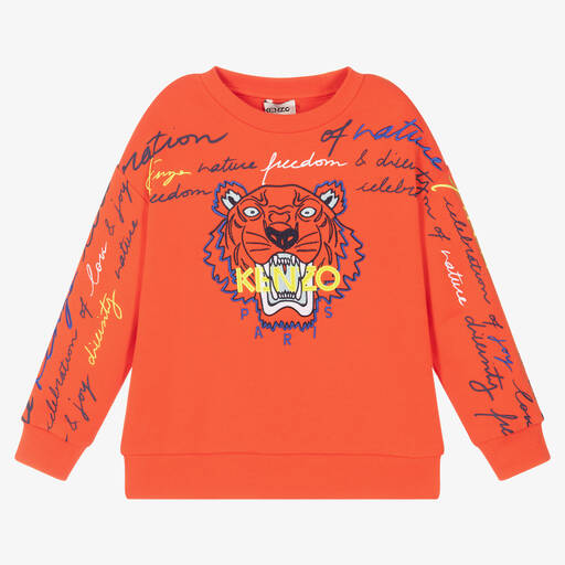 KENZO KIDS-Оранжевый свитшот с тигром | Childrensalon Outlet