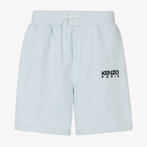 KENZO KIDS-Boys Pale Blue Cotton Logo Shorts | Childrensalon Outlet