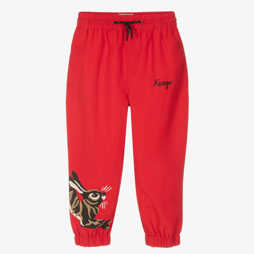 KENZO KIDS-Boys Rabbit & Logo Red Joggers | Childrensalon Outlet