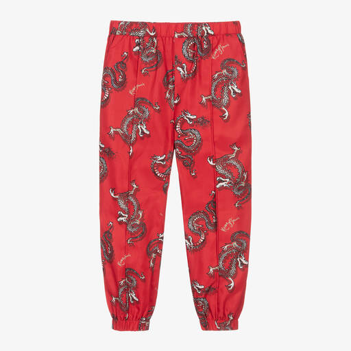 KENZO KIDS-Boys Red Dragon Satin Trousers | Childrensalon Outlet