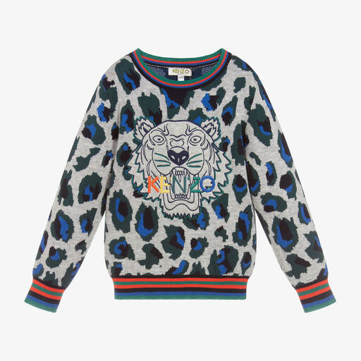 KENZO KIDS-كنزة النمر لون رمادي و أخضر للأولاد | Childrensalon Outlet