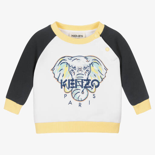 KENZO KIDS-Boys White & Blue Elephant Sweatshirt | Childrensalon Outlet