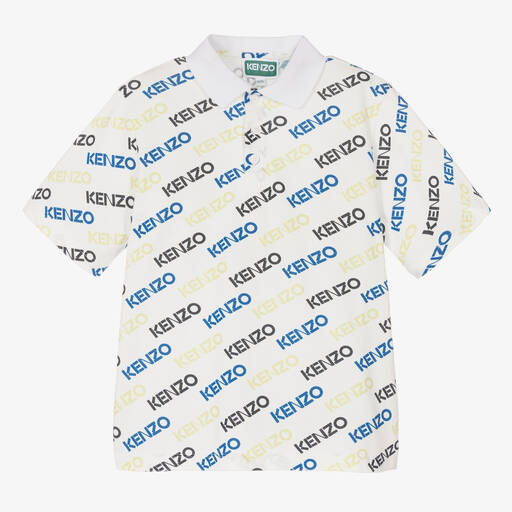 KENZO KIDS-Boys White Cotton Logo Polo Shirt | Childrensalon Outlet
