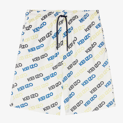 KENZO KIDS-Boys White Cotton Logo Shorts | Childrensalon Outlet
