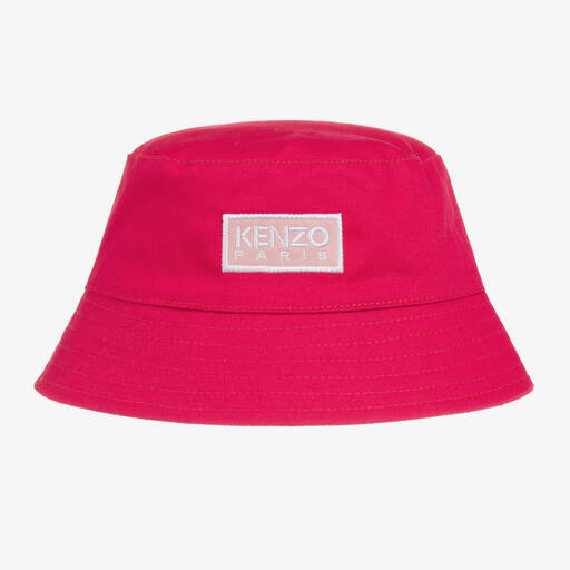 KENZO KIDS-Fuchsia Pink Cotton Logo Bucket Hat | Childrensalon Outlet