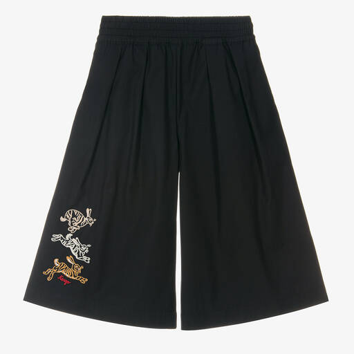 KENZO KIDS-Черные хлопковые брюки с кроликами | Childrensalon Outlet