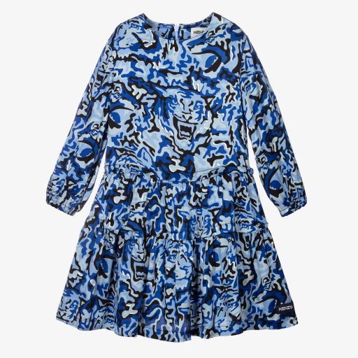 KENZO KIDS-Girls Blue Camo Tiger Dress | Childrensalon Outlet