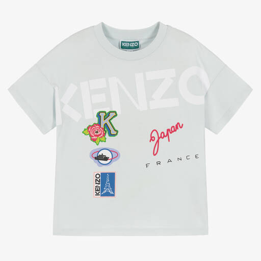KENZO KIDS-Girls Blue Cotton Logo T-Shirt | Childrensalon Outlet